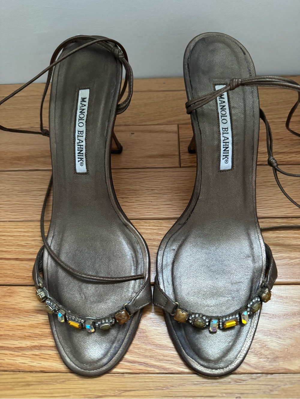 Manolo Blahnik Prisca Nappa caffe bronze sandals Size 8.5 - Picture 3 of 8